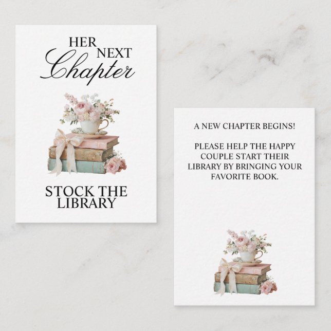 Elegant Floral Her Next Chapter Bridal Shower  Enclosure Card (Front/Back)