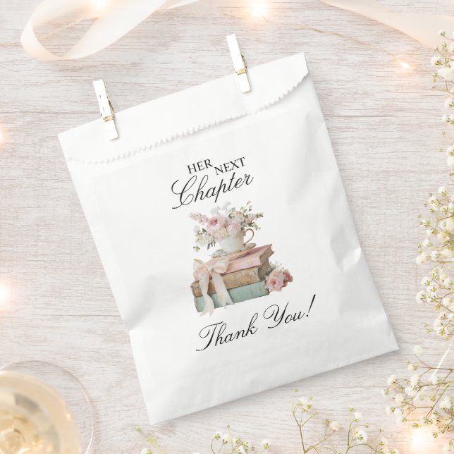 Elegant Floral Her Next Chapter Bridal Shower  Favour Bags (Clipped)