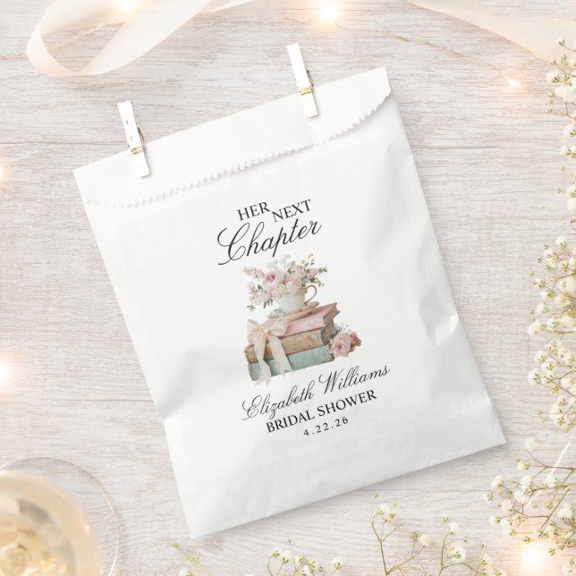 Elegant Floral Her Next Chapter Bridal Shower  Favour Bags (Clipped)