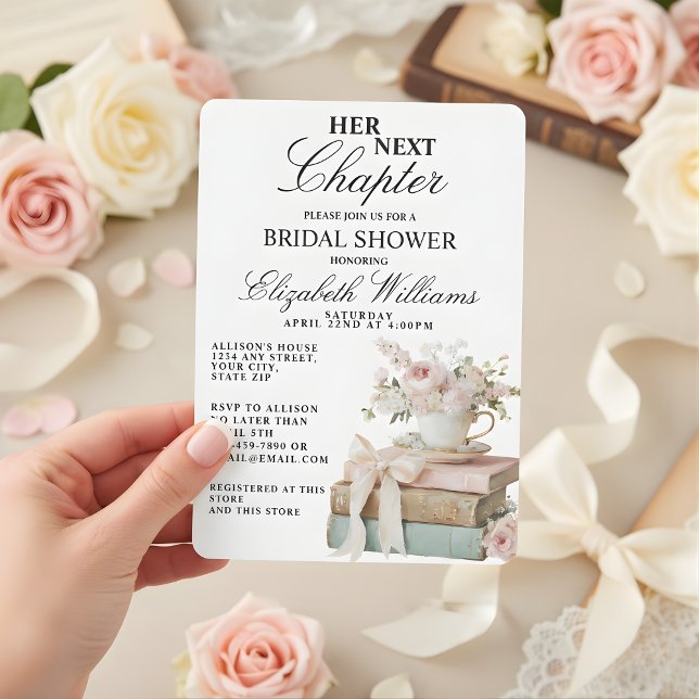 Elegant Floral Her Next Chapter Bridal Shower  Invitation (Creator Uploaded)