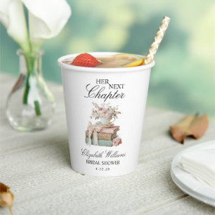 Elegant Floral Her Next Chapter Bridal Shower Paper Cups