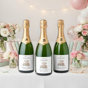 Elegant Floral Her Next Chapter Bridal Shower Sparkling Wine Label