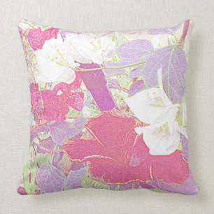 Elegant Floral Hibiscus Watercolor Artwork  Cushion