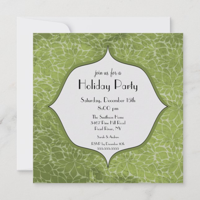 Elegant Floral  Holiday Christmas Party Invitation (Front)