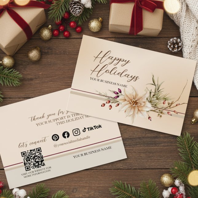 Elegant Floral Holiday Thank You Insert Card  (Creator Uploaded)