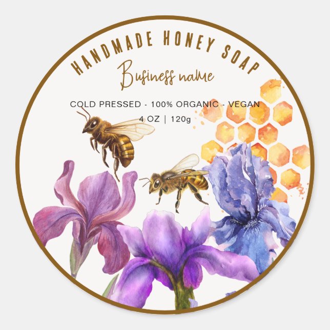 Elegant floral Honey soap Label (Front)