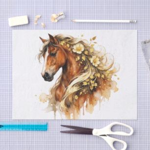 Elegant Floral Horse Watercolor Art Tissue Paper