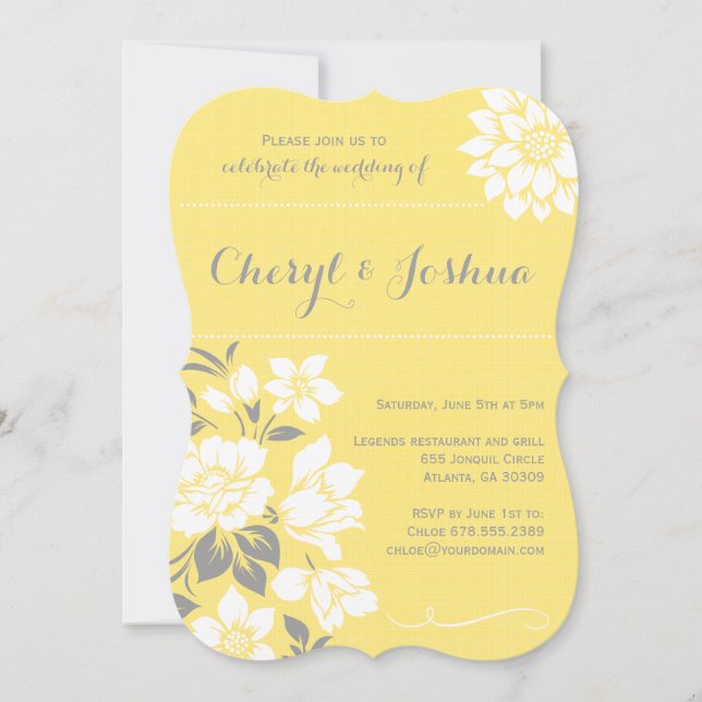 Elegant Floral II-Yellow Invitation (Front)