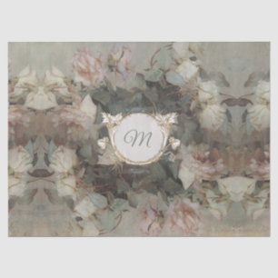 Elegant Floral Impressionism Monogram Decoupage Tissue Paper