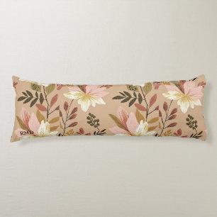 Elegant Floral in Dusty Rose Hues & Golden Tones Body Cushion