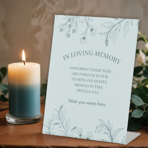 Elegant Floral "In Loving Memory" memorial wedding Pedestal Sign