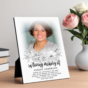 Elegant Floral In Loving Memory Photo Plaque