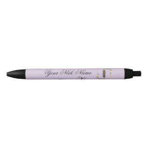 Elegant Floral Initial I Black Ink Pen