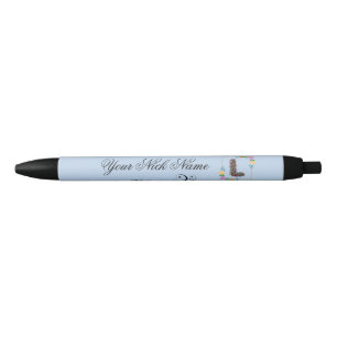 Elegant Floral Initial L Black Ink Pen