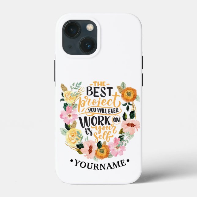 Elegant Floral Inspiration Motivation Quote Case-Mate iPhone Case (Back)