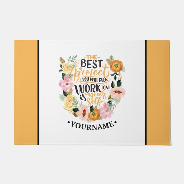 Elegant Floral Inspiration Motivation Quote Doormat (Front)