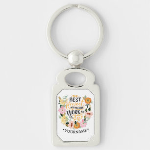 Elegant Floral Inspiration Motivation Quote Key Ring