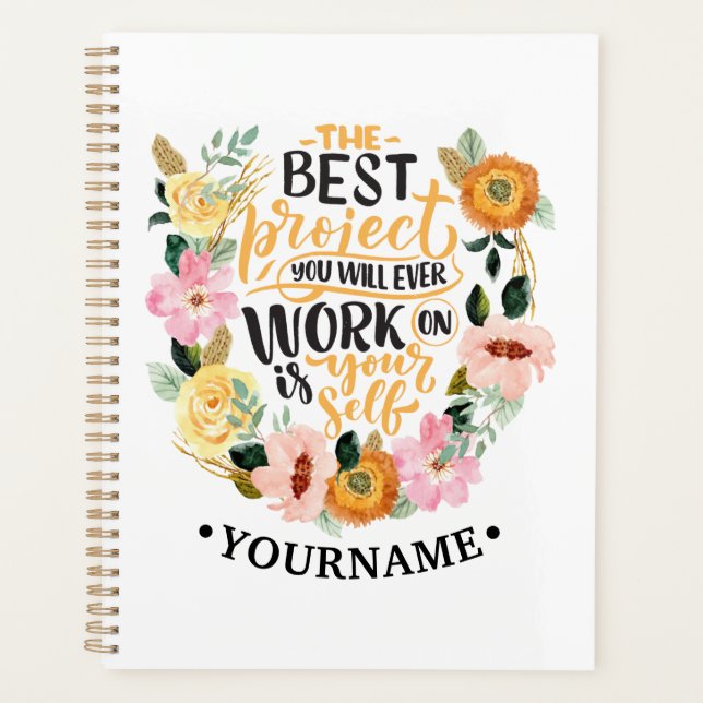 Elegant Floral Inspiration Motivation Quote Planner (Front)