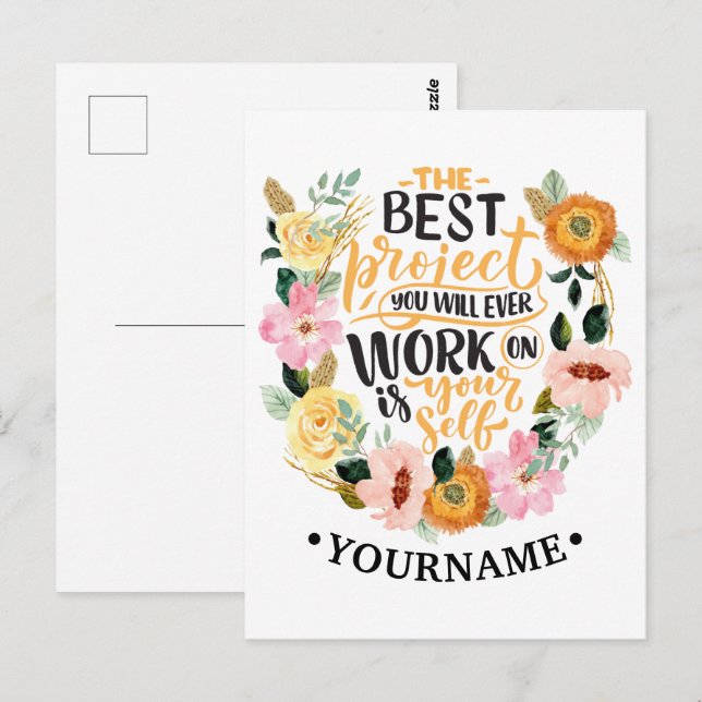Elegant Floral Inspiration Motivation Quote Postcard (Front/Back)