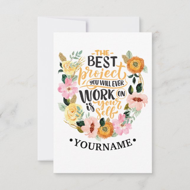 Elegant Floral Inspiration Motivation Quote Thank You Card (Front)