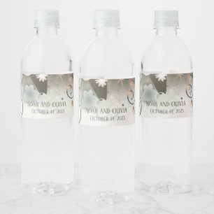 Elegant Floral Inspirivity Wedding Personalised Water Bottle Label