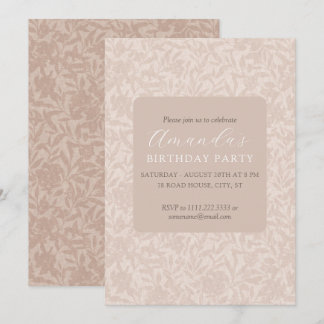 Elegant floral invitation neutral beige mocha