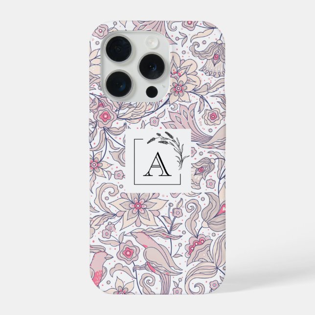 Elegant Floral iPhone 15 Pro Case for Her (Back)