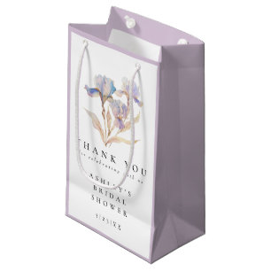Elegant Floral Iris Bridal Shower Thank You Favour Small Gift Bag