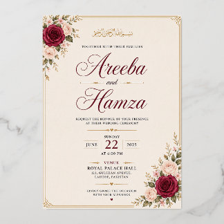 Elegant Floral Islamic Muslim Wedding Invitation C