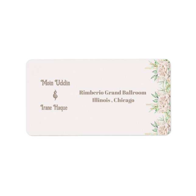 Elegant Floral Islamic Nikah Ceremony Invitation Label (Front)