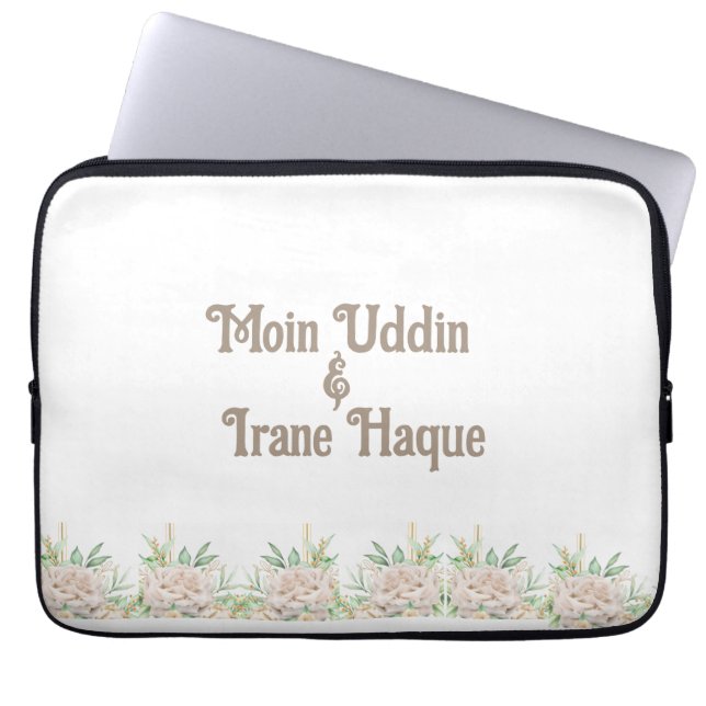 Elegant Floral Islamic Nikah Ceremony Invitation Laptop Sleeve (Front)