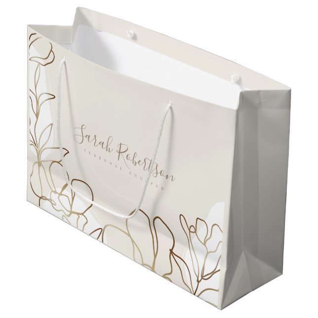 Elegant Floral Ivory Paper Bag  (Front Angled)