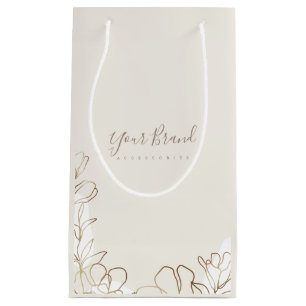 Elegant Floral Ivory Personalised Small Paper Bag