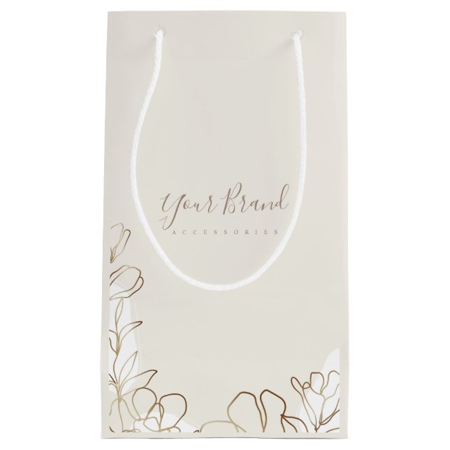 Elegant Floral Ivory Personalised Small Paper Bag (Front)