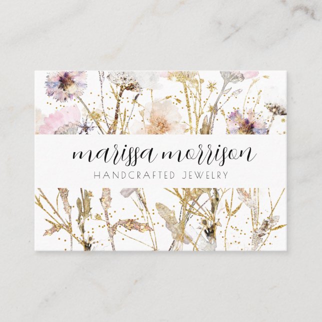 Elegant Floral Jewellery Designer Business Card (Front)