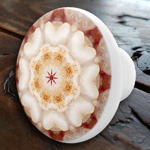Elegant Floral Kaleidoscope Mandala  Ceramic Knob
