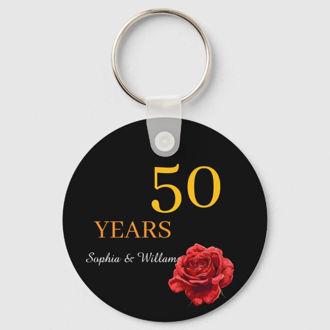 Elegant Floral Keepsake – Romantic Red Rose Gift Key Ring (Front)