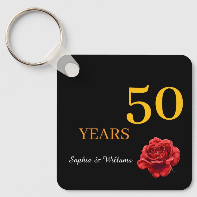 Elegant Floral Keepsake – Romantic Red Rose Gift Key Ring (Front)