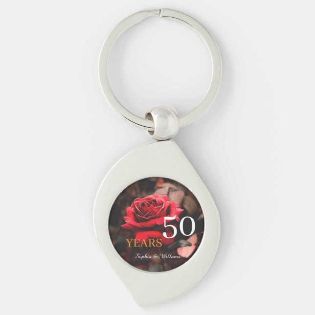 Elegant Floral Keepsake – Romantic Red Rose Gift Key Ring (Front)