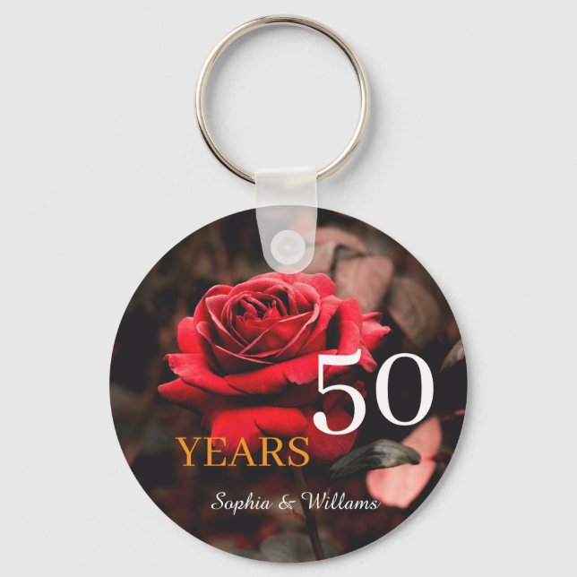 Elegant Floral Keepsake – Romantic Red Rose Gift Key Ring (Front)