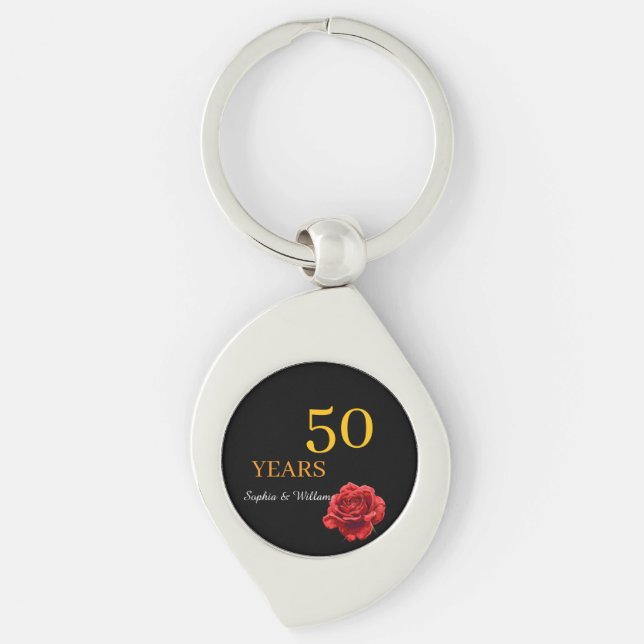 Elegant Floral Keepsake – Romantic Red Rose Gift Key Ring (Front)