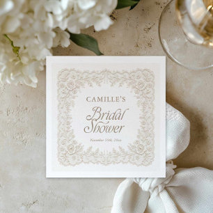 Elegant Floral Lace Bridal Shower Paper Napkins