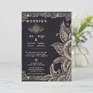 Elegant Floral Lace Design Invitation