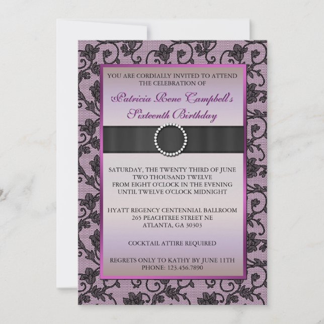 Elegant Floral Lace Invite [Pink] (Front)