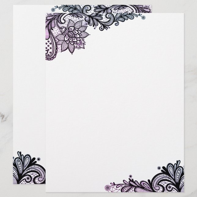 Elegant Floral Lace Letterhead (Front/Back)