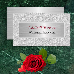 Elegant Floral Lace Look Off White Wedding Planner Business Card