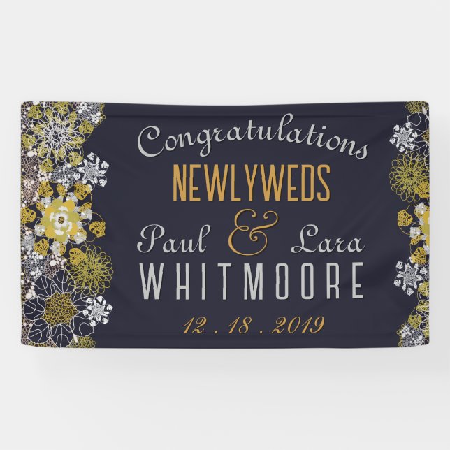 Elegant Floral Lace Party Wedding Banner (Horizontal)