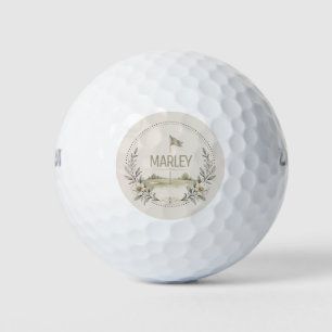 Elegant Floral Ladies Name Golf Balls