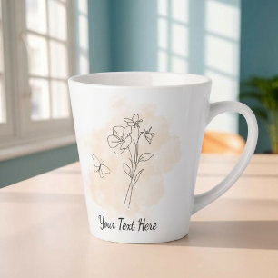 Elegant Floral Latte Mug – Beige Blossom