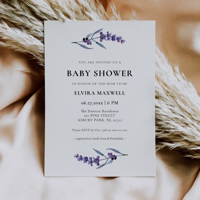 Elegant Floral Lavender Baby Shower Invitation (Creator Uploaded)